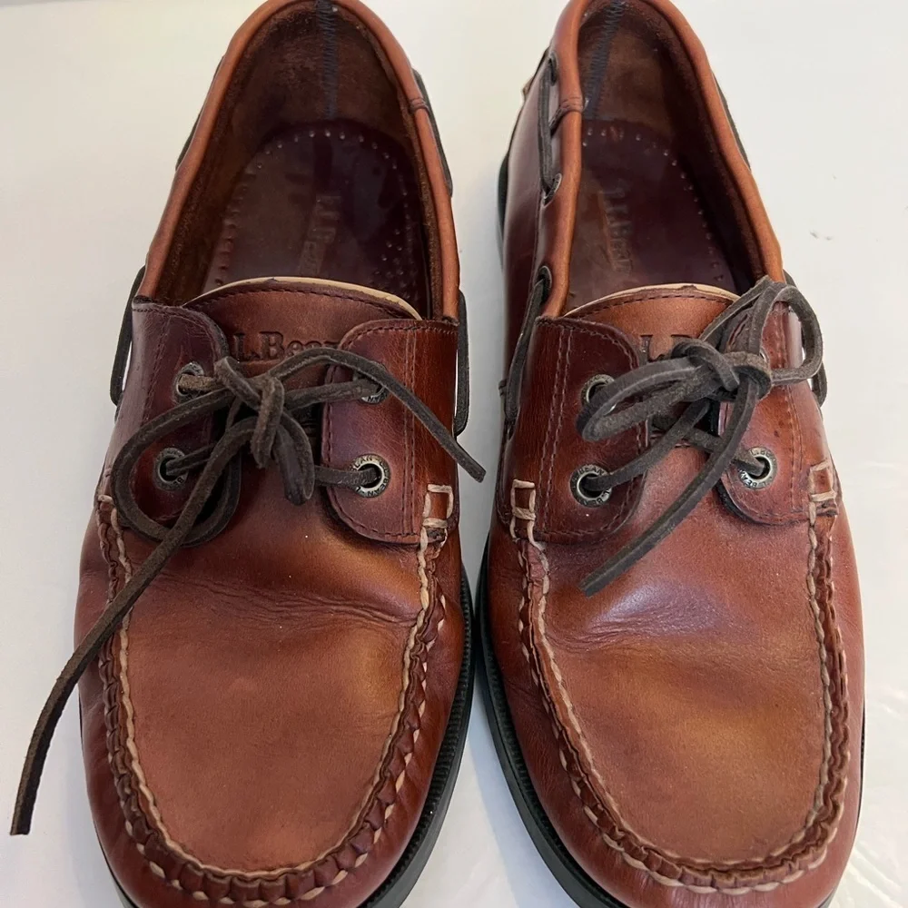 L.L. Bean Men's Casco Bay Leather Moc Boat Shoes Canyon Size 10